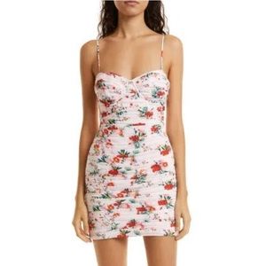 new! SAU LEE | Cherry Floral Ruched Chiffon Minidress